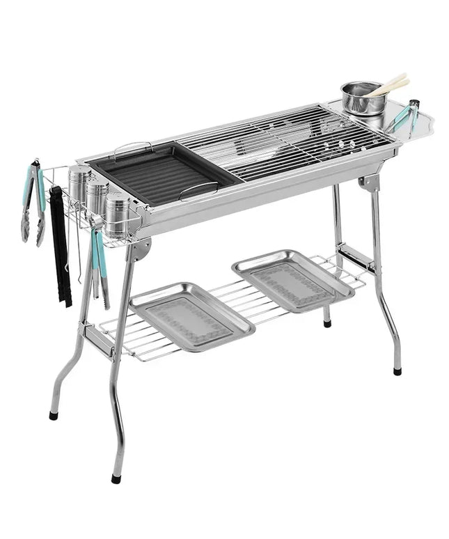 Stainless Steel Charcoal Grill Barbecue Tool Portable Free Installation Handle Folding  BBQ Cooking Grid  For  Park