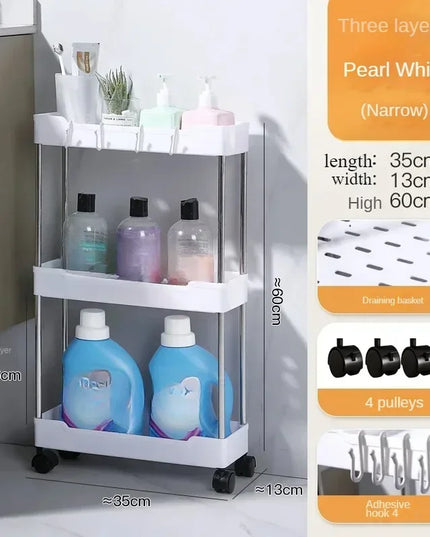 Hot 3/4 Tier Rolling Utility Cart Storage Shelf Movable Gap Storage Rack Kitchen Bathroom Slim Slide Organizer Shelf Livingroom