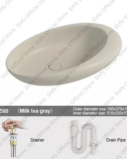 Nordic-style Hotel Countertop Basin Fashionable Art Bathroom Sink Egg-shaped Ceramic Sinks Various Styles Home Balcony Washbasin