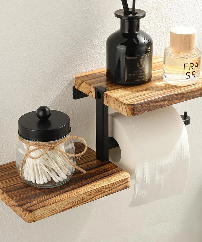 1pcs Wooden Paper Towel Holder Space Saving Countertop Organizer with Vertical Paper Towel Storage for Kitchen and Bathroom