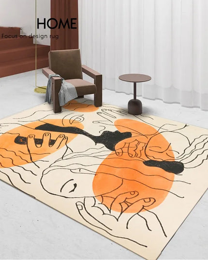 Modern Abstraction Carpets for Living Room Nordic Bedroom Decor Plush Carpet Home Art Floor Mat Large Area Thicken Non-slip Rug