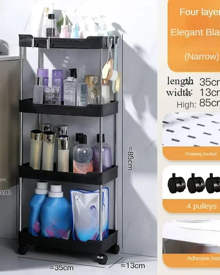 Hot 3/4 Tier Rolling Utility Cart Storage Shelf Movable Gap Storage Rack Kitchen Bathroom Slim Slide Organizer Shelf Livingroom