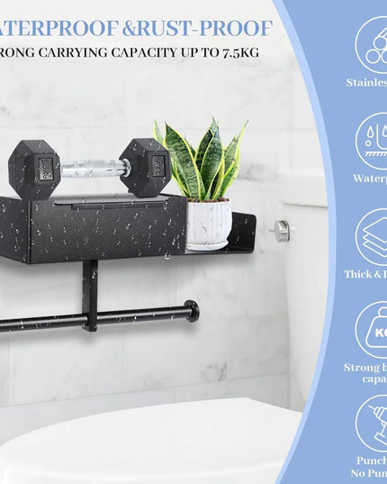 Toilet Paper Holder with Shelf Stainless Steel Paper Box Wall Mounted Wipes Holder for Bathroom Flushable Wipes Storage Holder