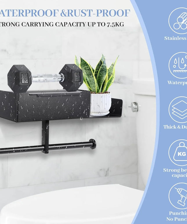 Toilet Paper Holder with Shelf Stainless Steel Paper Box Wall Mounted Wipes Holder for Bathroom Flushable Wipes Storage Holder