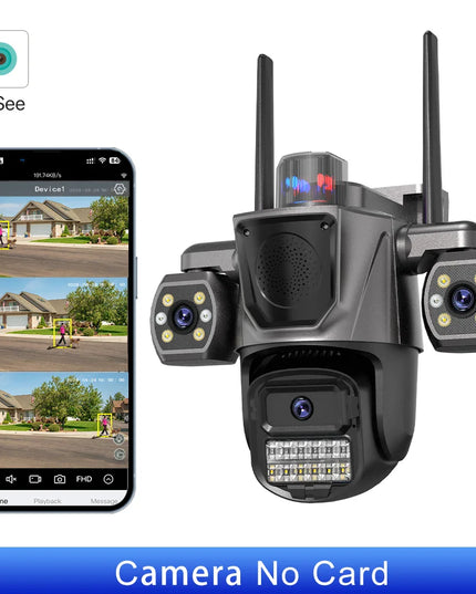 IP Camera Triple Lens Outdoor Sound Fills Speaker WiFi Camera AI Human Detection Auto Tracking PTZ HD Video Surveillance iCSee