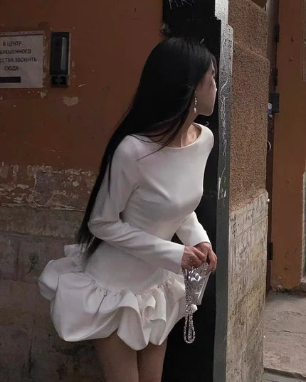 ETJ 2024 New Fall/Winter  women's dress European style elegant sexy round neck long sleeve party dress Pommel dress