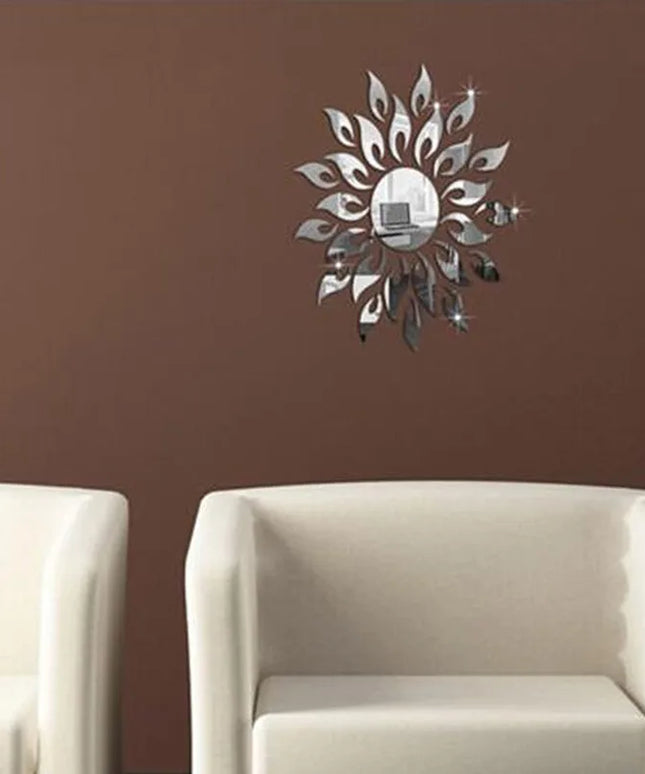 Mirror Sun Flower Art Removable Wall Sticker Acrylic Mural Decal Household Room Decoration