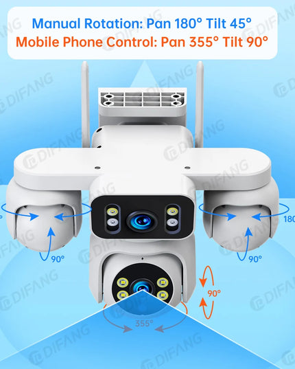 New 16X Zoom Four Screen 20MP WiFi Camera Four Lens 10K Video Surveillance Waterproof Auto Tracking Security Protection IP Cam