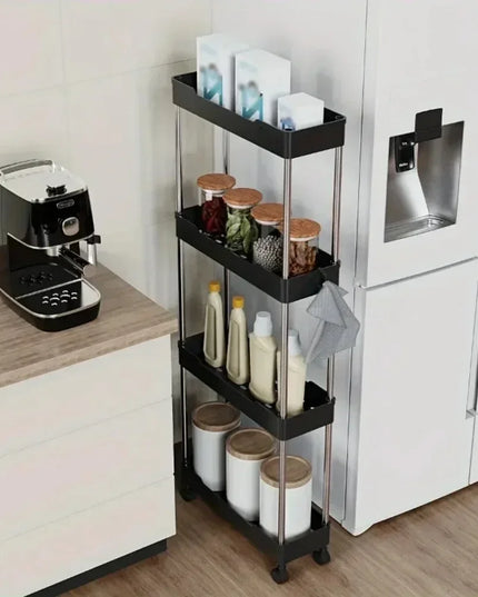 Hot 3/4 Tier Rolling Utility Cart Storage Shelf Movable Gap Storage Rack Kitchen Bathroom Slim Slide Organizer Shelf Livingroom