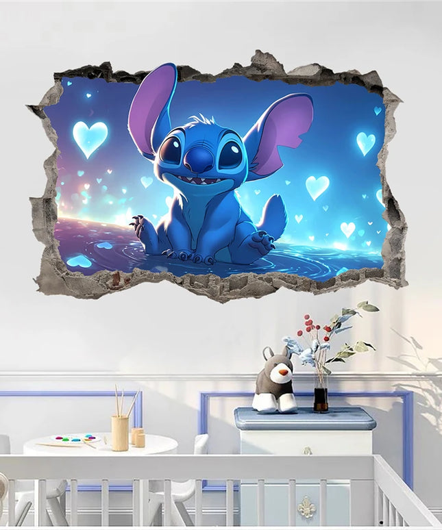 Cartoon Lilo & Stitch Wall Stickers For Kid's Room Kindergarten Living Room Wall Decoration Movie Anime Poster Stickers
