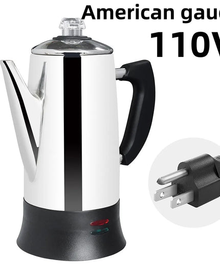 Electric Coffee Percolator 1.8L 12 Cup Stainless Steel Pot Urn Kettle Keep Warm Reusable Filter Basket Home Office Coffee Maker