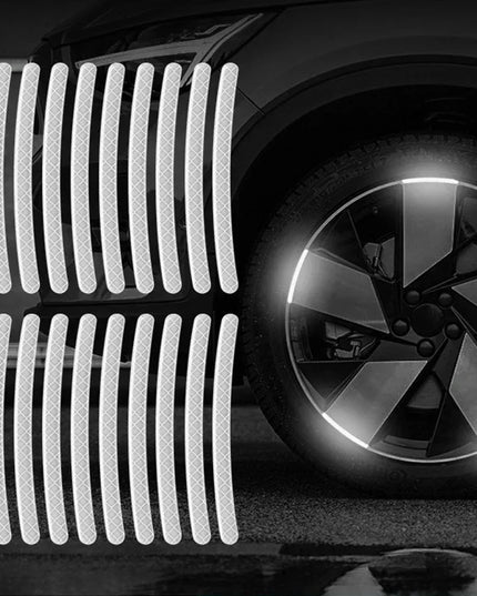 Car Wheel Hub Reflective Stripes Sticker Driving Safety Tire Decor Warning Sticker Warning Reflective Tape Car Accessories