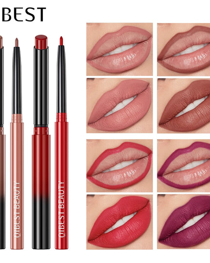 QIBEST Matte Nude Lipstick Pen Long Lasting Lipliner Lip Pencil Waterproof Lip Liner Contour Sexy Red Lip Makeup Set For Women