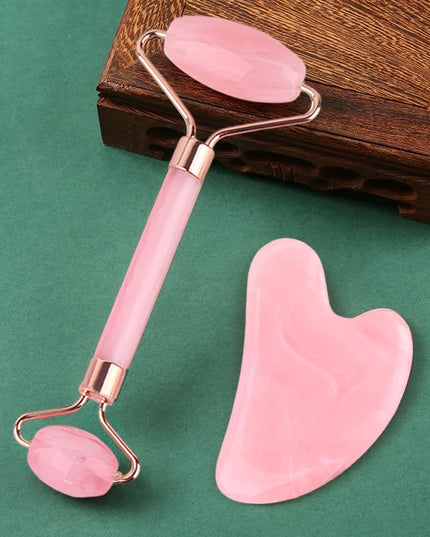 2Pcs Roller for Face Neck Eye Facial Massage Kit Ice Face Roller Gua Sha Board Portable Facial Massage Roller Lifting Contouring