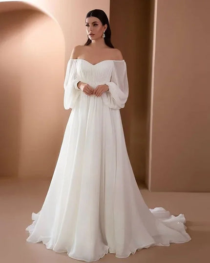 Elegant Puff Sleeve White Maxi Dresses Women Evening Party Outfit 2024 Autumn Off Shoulder Strapless Backless Floor-Length Dress