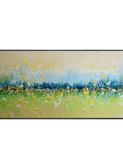 Flower Landscape Oil Painting on Canvas Abstract Green Nature Handmade Painting Living Room Home Decor Large Wall Art Custom Art