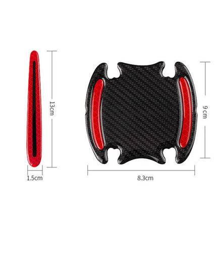 8 General-Purpose 3D Carbon Fiber Car Door Handle Stickers Scratch-Resistant Stickers Car Safety Reflective Strip Auto Stickers