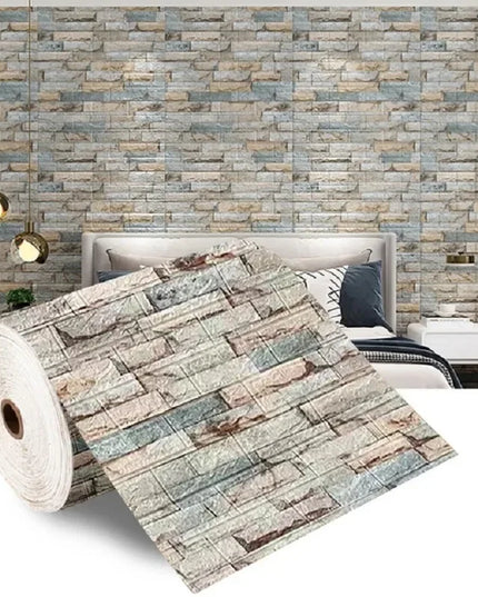 70cmx2m Meter Foam 3D Wall Stickers Self Adhesive Panel Home Decor Living Room Bedroom House Decoration Bathroom Brick Wallpaper