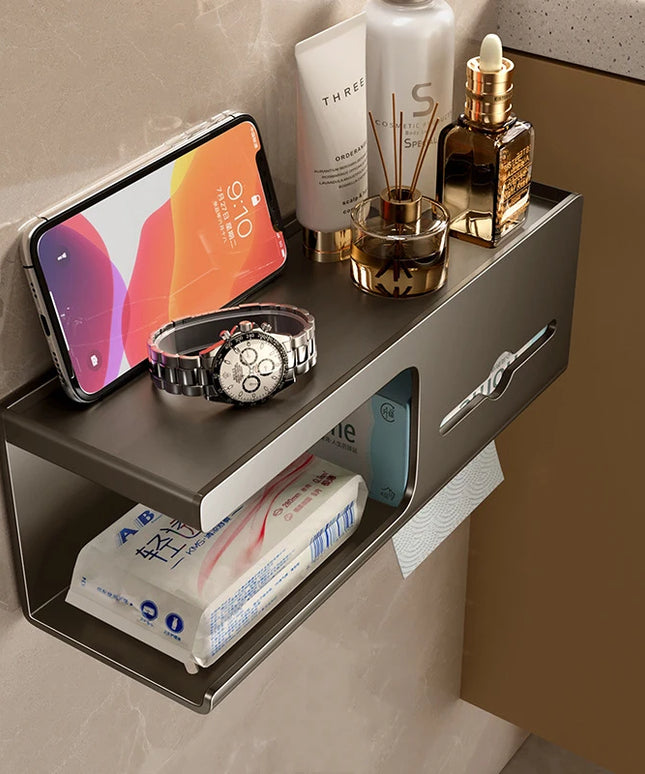 Toilet Paper Holder Wall-Mounted Carbon Steel Toilet Paper Holder Tissue Rack Bathroom Tissue Holder Bathroom Accessories