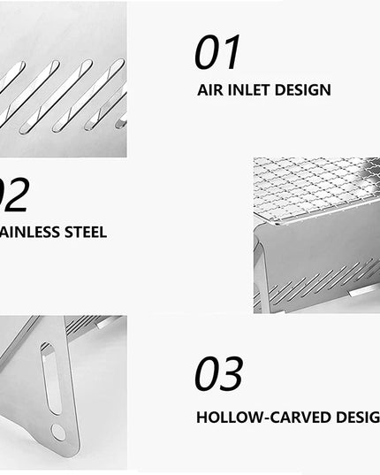 Portable Folding Barbecue Grill Heating Stoves Multifunction Camping BBQ Grill Rack Net Firewood Stove Stainless steel BBQ Grill