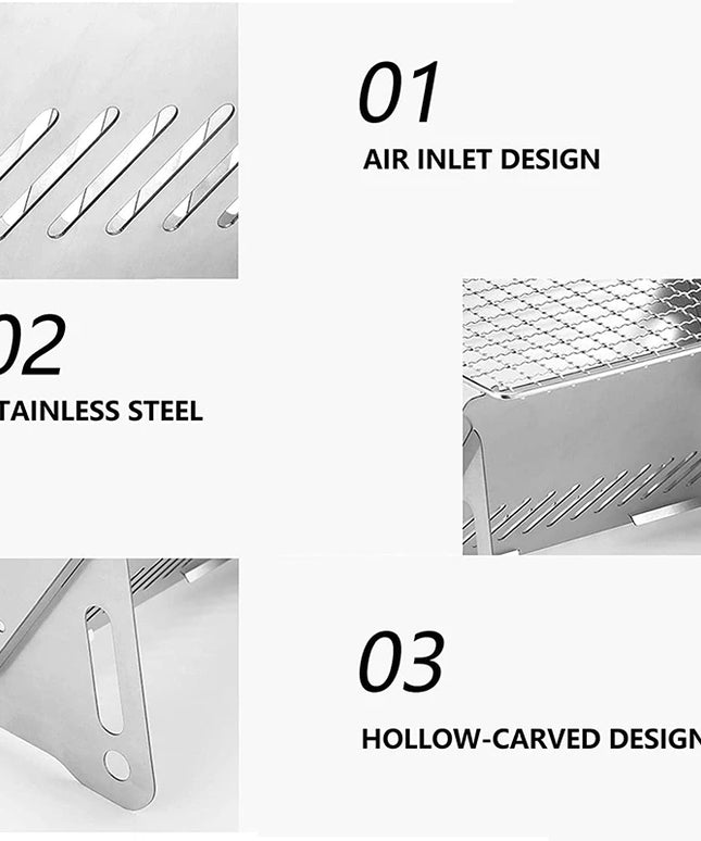 Portable Folding Barbecue Grill Heating Stoves Multifunction Camping BBQ Grill Rack Net Firewood Stove Stainless steel BBQ Grill