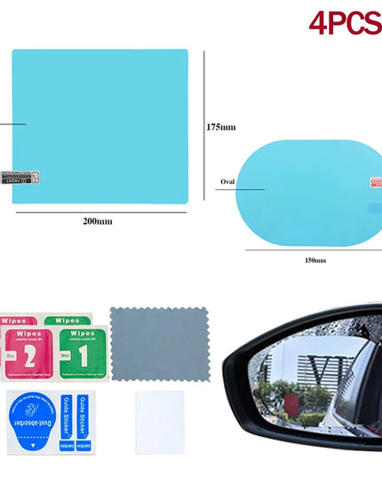 2/4pcs Car Rearview Mirror Sticker Side Window Rainproof Clear Film Anti Fog Window Mirror Film Protective for Car Accessories