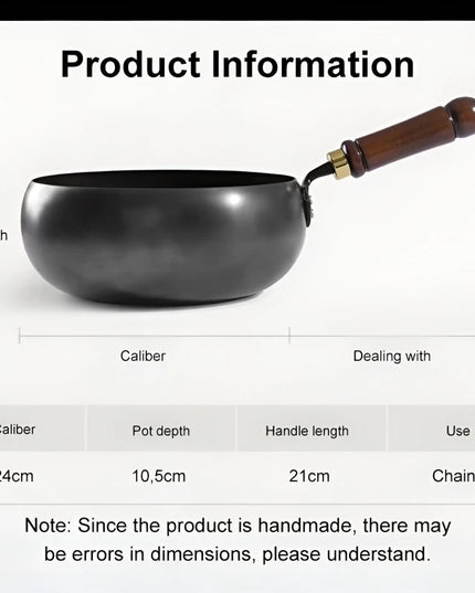 Big Belly Pot Deepened Non-stick Iron Pot Flat Bottom Uncoated Small Frying Pan Iron Pan with Lid Uncoated Frying Pan Big Belly