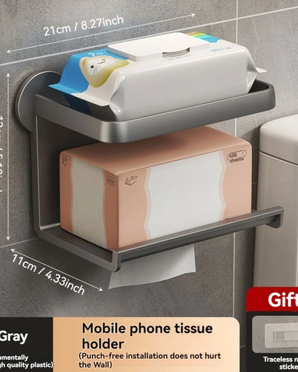 1pc Toilet gun gray paper towel rack bathroom paper towel box project storage rack hole free wall mounted Hotel paper roll rack