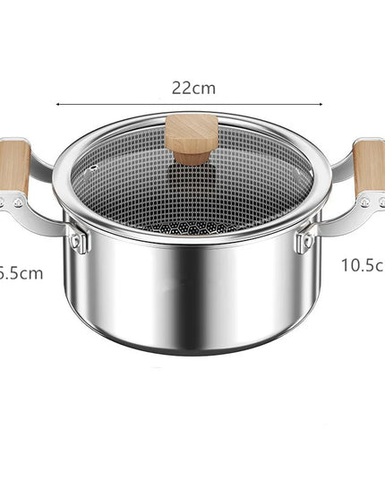 316L Stainless Steel Soup Pot Wok Honeycomb Non-stick Pot with lid Frying Pan Home Hot Pot Induction Cooker Gas Stove Universal