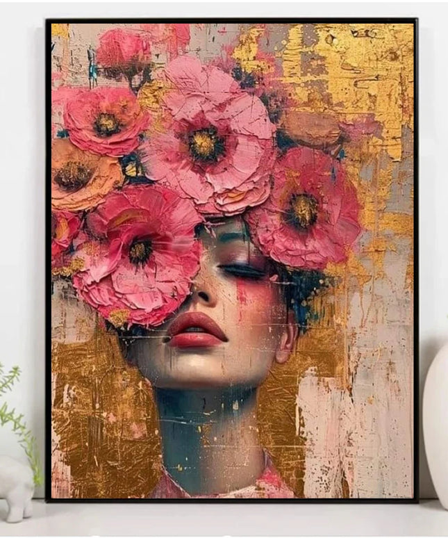 Diamond Painting Beauty Girl Diamond Art Painting Full Square Round Flower 5D Diy Embroidery Mosaic Woman Home Decor