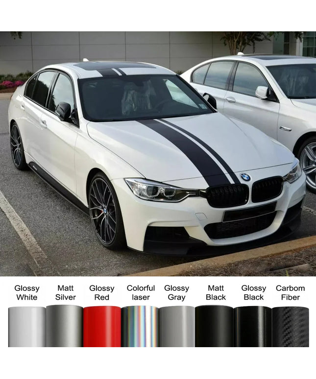 Car Hood Bonnet Roof Trunk Kit Long Racing Stripe Stickers For BMW 3 Series M3 E90 F30 G20 Vinyl Decals Auto Tuning Accessories