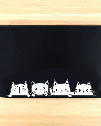 Peeking Cat Vinyl Sticker Car Window Bumper Decoration, Halloween Cats Decals Fur Kitten Laptop Stickers for Apple MacBook Decor