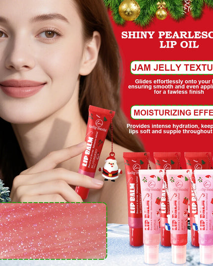 6 Colors Random Hair Moisturizing Fruit Scent Lip Gloss Long-Lasting Waterproof Liquid Lipstick Makeup Christmas Gift