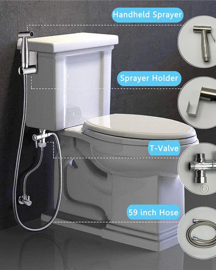 Handheld Toilet Bidet Sprayer Set Stainless Steel Hand Bidet faucet Sprayer Guns Bathroom Hand Sprayer Shower Head Self Cleaning