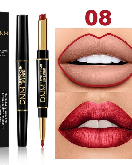 DNM Double-ended Matte Lipstick Pencil Non-stick Cup Long Lasting Lipstick Lip Liner Waterproof 2 In 1 Lip Stain Pencil Makeup