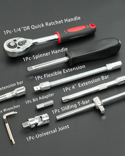 46-piece Auto Repair Combination Ratchet Wrench Toolbox, Auto Maintenance Vehicle-mounted Socket Repair Set Tools Kit
