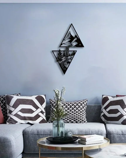 Mountain Wall Art, Mountain Waterfall Metal Wall Art Home Decor, Metal Wall Art, Home Decor Modern Art Wall Ornaments Artwork