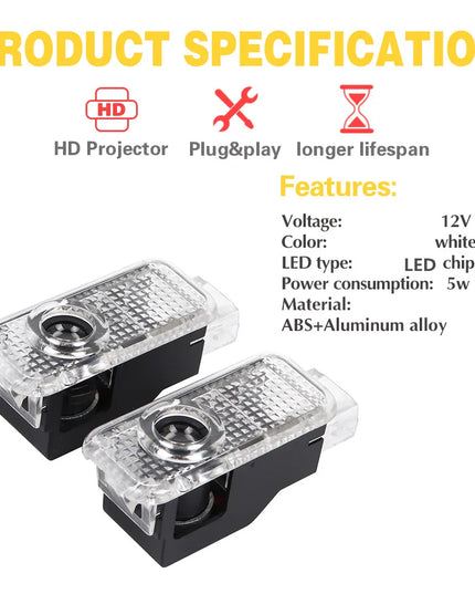 LED Car Door Projector Ghost Shadow Welcome Light Accessories For AUDI A1 A3 8P 8L 8Y A4 A5 A6 A7 A8 Q3 8U Q5 Q7 Q8 TT Sportback