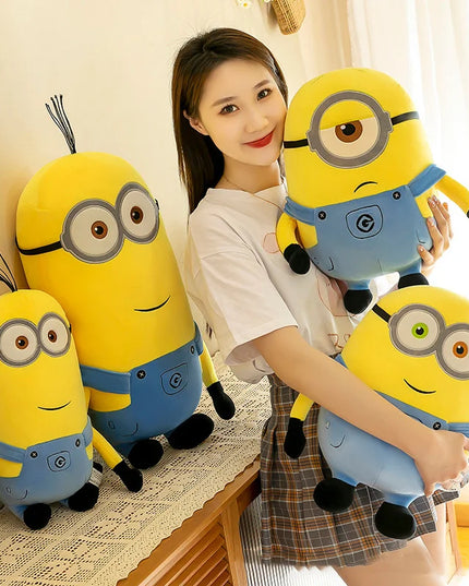 Minions Movie Periphery Yellow Plush Bob Plush Stuart Stuffed Toys In Jeans Soft Dolls Pillow Decoration Children Birthday Gift