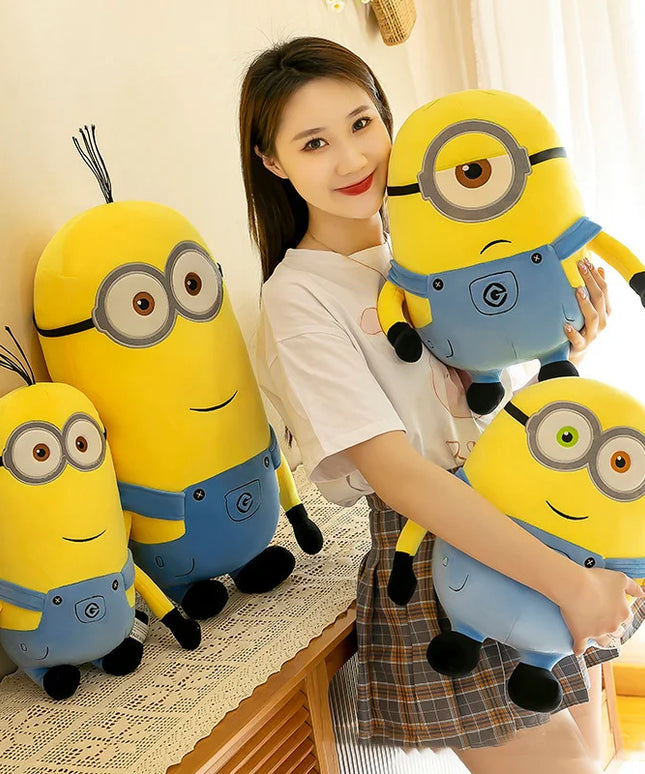 Minions Movie Periphery Yellow Plush Bob Plush Stuart Stuffed Toys In Jeans Soft Dolls Pillow Decoration Children Birthday Gift