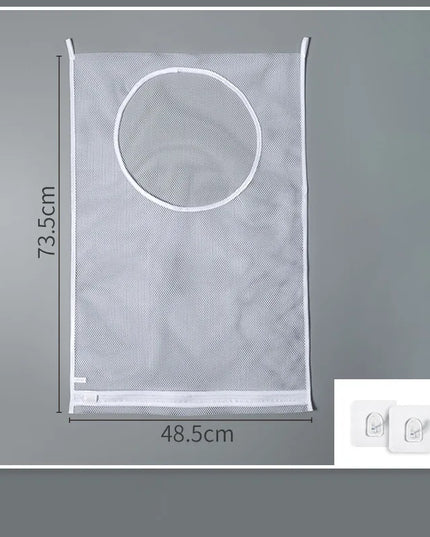 Dirty Clothes Storage Bag Basket Frame Bucket Foldable Mesh Laundry Bathroom Wall Hanging Household Clothing Organizer with Hook