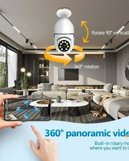 5MP E27 Bulb Wifi Surveillance Camera 4X Digital Zoom Full Color Video Night Vision Automatic Human Tracking Security IP Camera