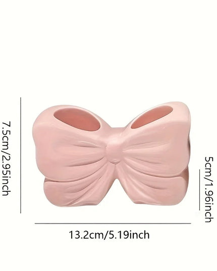 Bow-Shaped Toothbrush Holder with Storage for Electric Toothbrushes - Bathroom Decor, White & Pink DesignToiletry Organizer