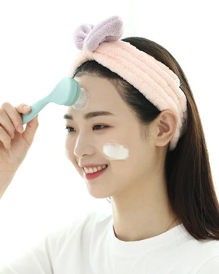 Double Sided Silicone Facial Cleanser Brush Soft Hair Face Massage Wash Brush Blackhead Remover Portable Skin Care Tool