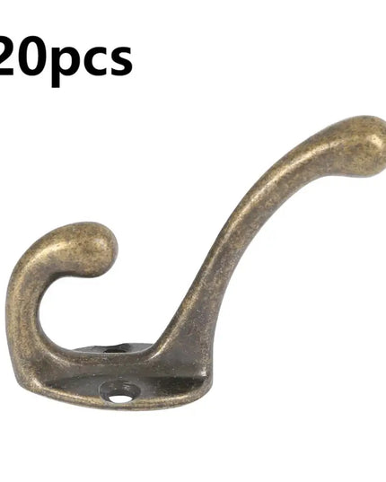 10/20Pcs Coat Hooks Wall Mounted Heavy Duty Dual Coat Rack Bronze Vintage Clothes Hanger With Screw for Door Coat Hooks Bathroom