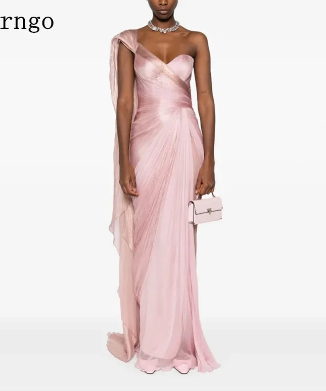 Verngo Pink Elegant Shiny Prom Gowns Sweetheart Mermaid Formal Occasion Dresses Women Modern Prom Party Dress Customized