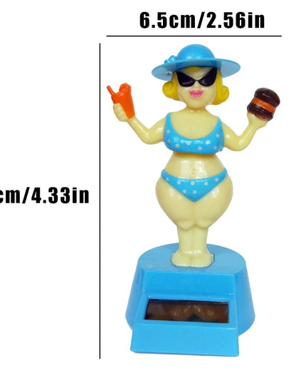 1 pc Car Decoration Solar Decoration Bobblehead Doll Cartoon RichWoman Modeling Decoration Gift Creative Interior Car Supplies