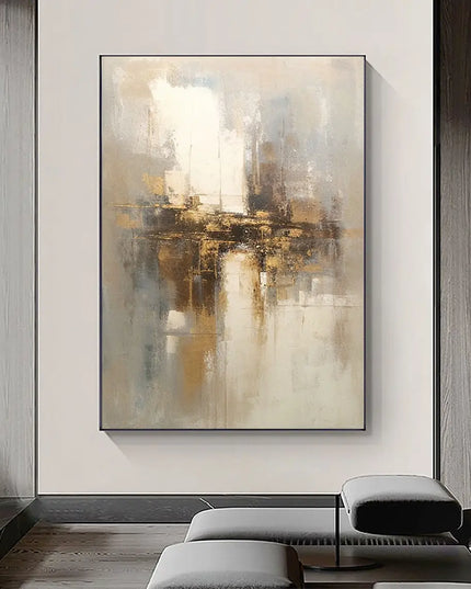 Abstract Gold Beige Handmade Oil Paintings Oil Painting Art Abstract Wall Decor Modern Art Gray Abstract Art Gold Foil Pictures