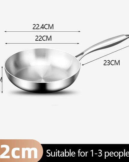 304 Stainless Steel Frying Pan NonStick Pan Fried Steak Pot Uncoated Kitchen Cookware For Gas Stove and Induction Cooker