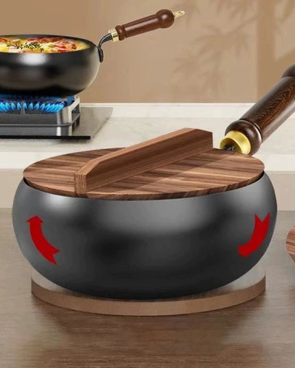 Big Belly Pot Deepened Non-stick Iron Pot Flat Bottom Uncoated Small Frying Pan Iron Pan with Lid Uncoated Frying Pan Big Belly